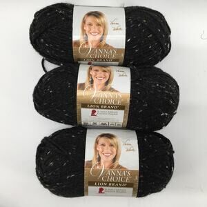 Vanna's Choice Lion Brand Yarn Obsidean Black  *Lot of 3 Skeins* Vanna Crochet